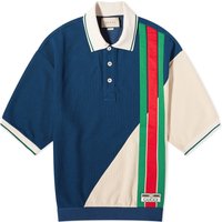 Stripe Logo Knitted Polo "Blue & Ivory"