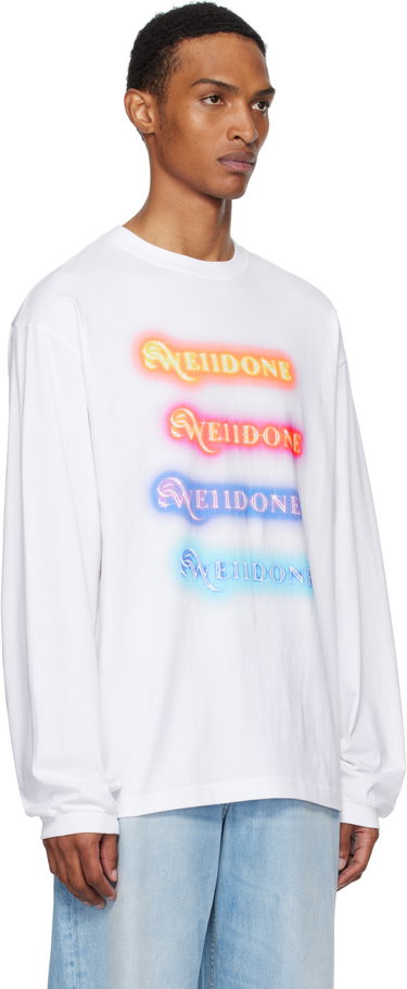 Tričko We11done We11done Neon Logo Long Sleeve Tee Biela | WD-TT2-25-754-U-WH, 1