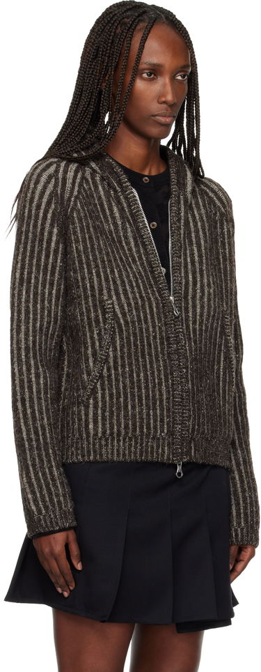 Mikina OUR LEGACY Striped Knit Full-Zip Level Hoodie Hnedá | W4253LV, 1