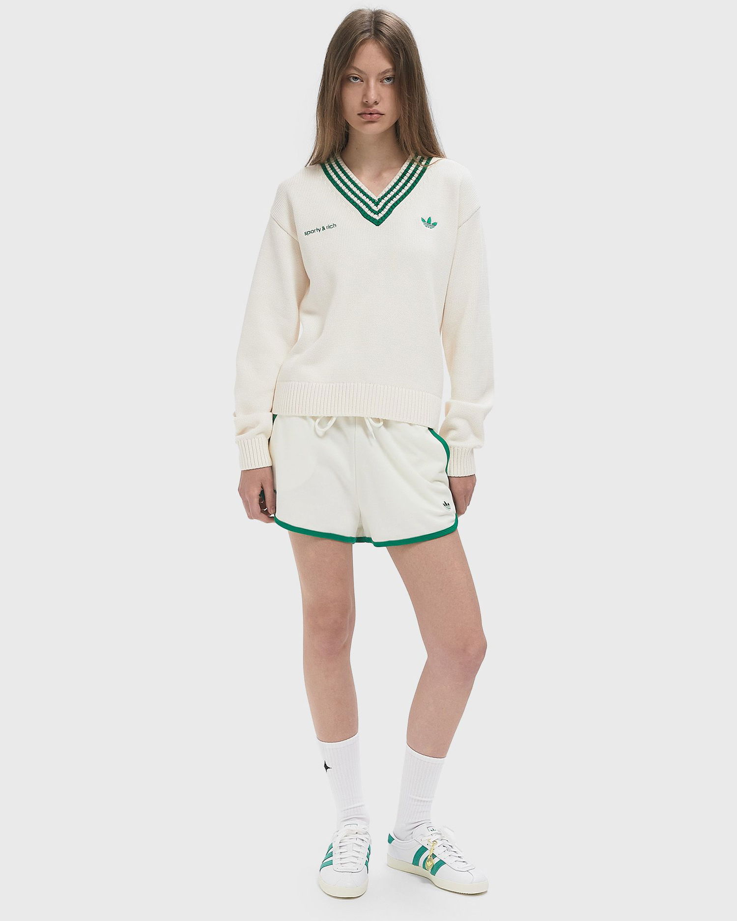 Sveter adidas Originals Sporty & Rich V-Neck Sweater Biela | JL7195, 1