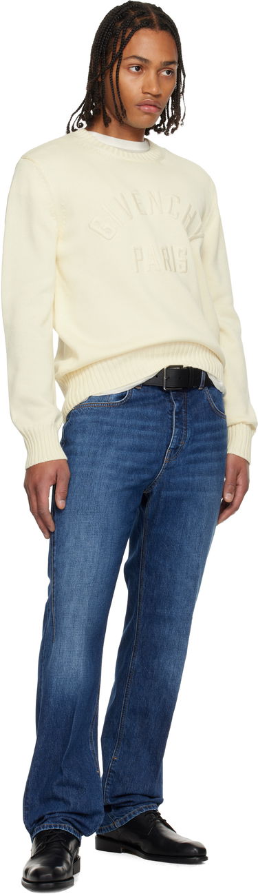 Sveter Givenchy Embossed Lettering Cotton Knit Sweater Biela | BM90W04YNM150, 3