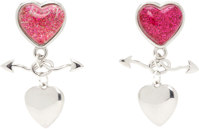Náušnice Chopova Lowena Entwined Heart Drop Earrings Ružová | 6634