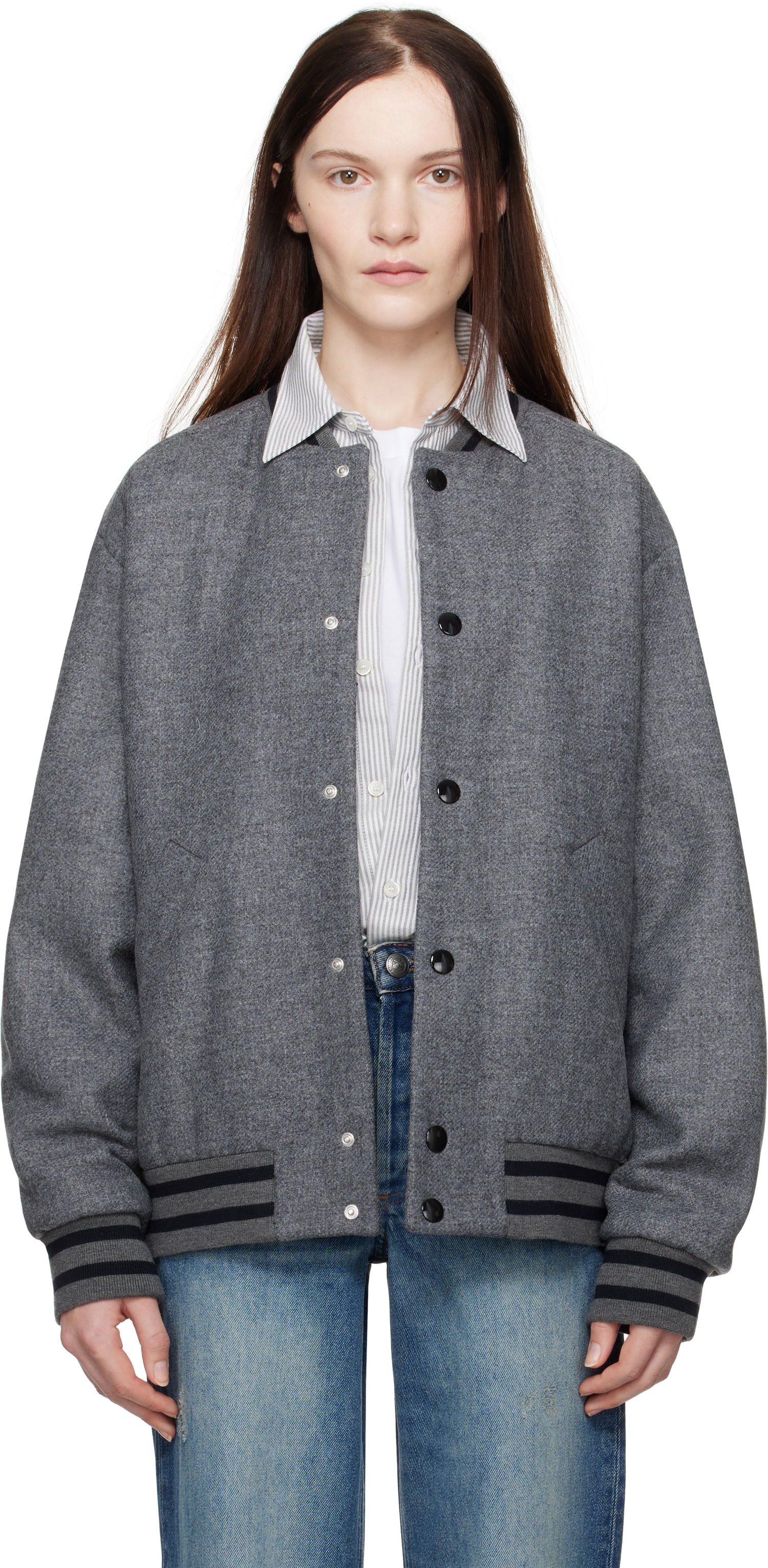 Bomber bunda A.P.C. Wool Bomber Jacket Šedá | WVBEB-M02974, 0