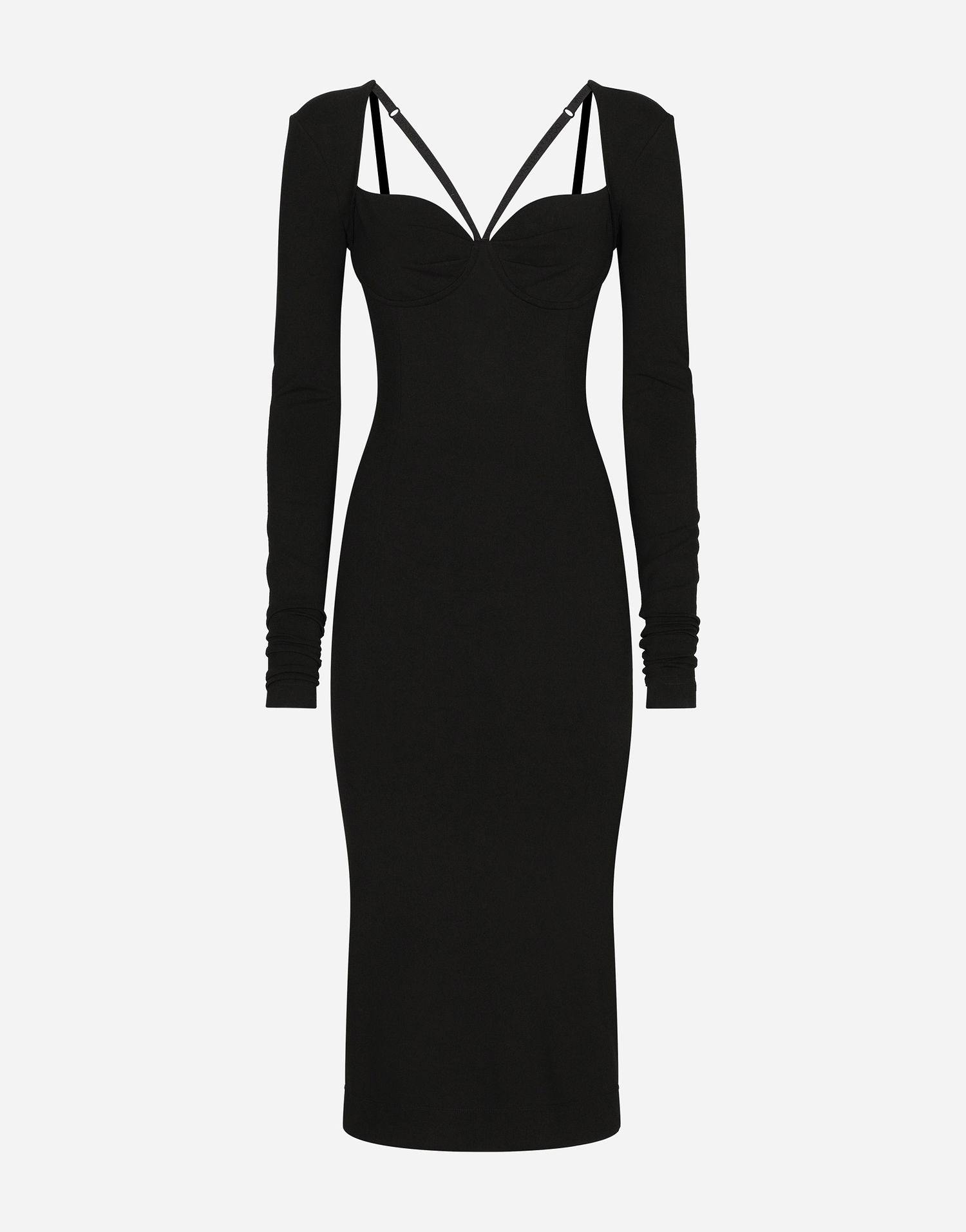 Šaty Dolce & Gabbana Jersey Milano Rib Calf-length Dress Čierna | F6JBHTFUGN7N0000, 0