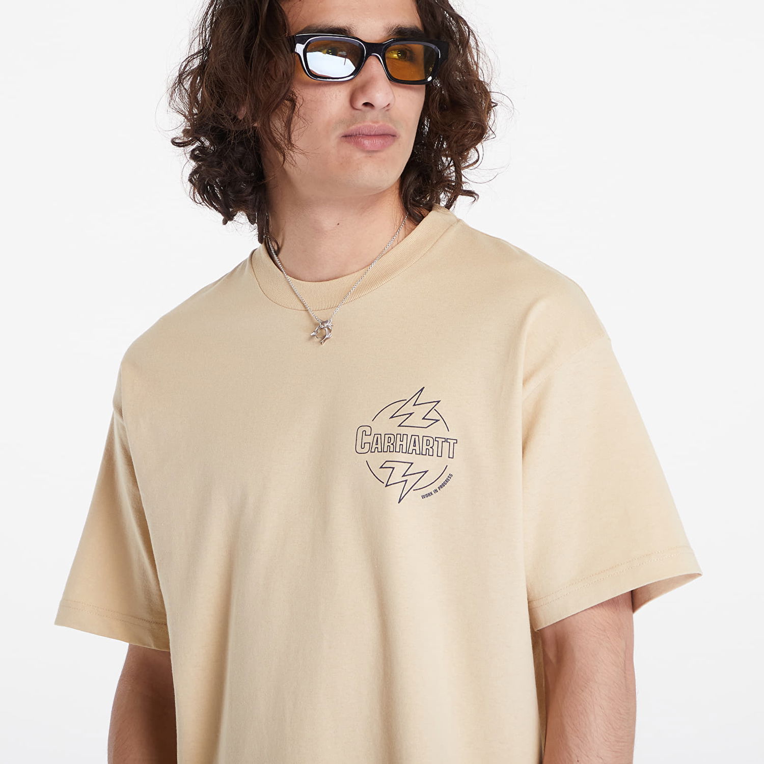 Tričko Carhartt WIP Ablaze T-Shirt - Cornsilk/Airforce Blue Béžová | I033639-2ARXX, 1