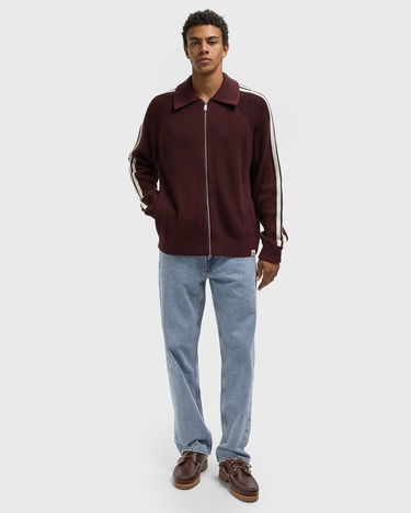 Sveter CALVIN KLEIN Long Sleeve Ribbed Knit Collared Full-Zip Racing Stripe Sweater 9GG Vínová | LV04RD301GGR9, 1