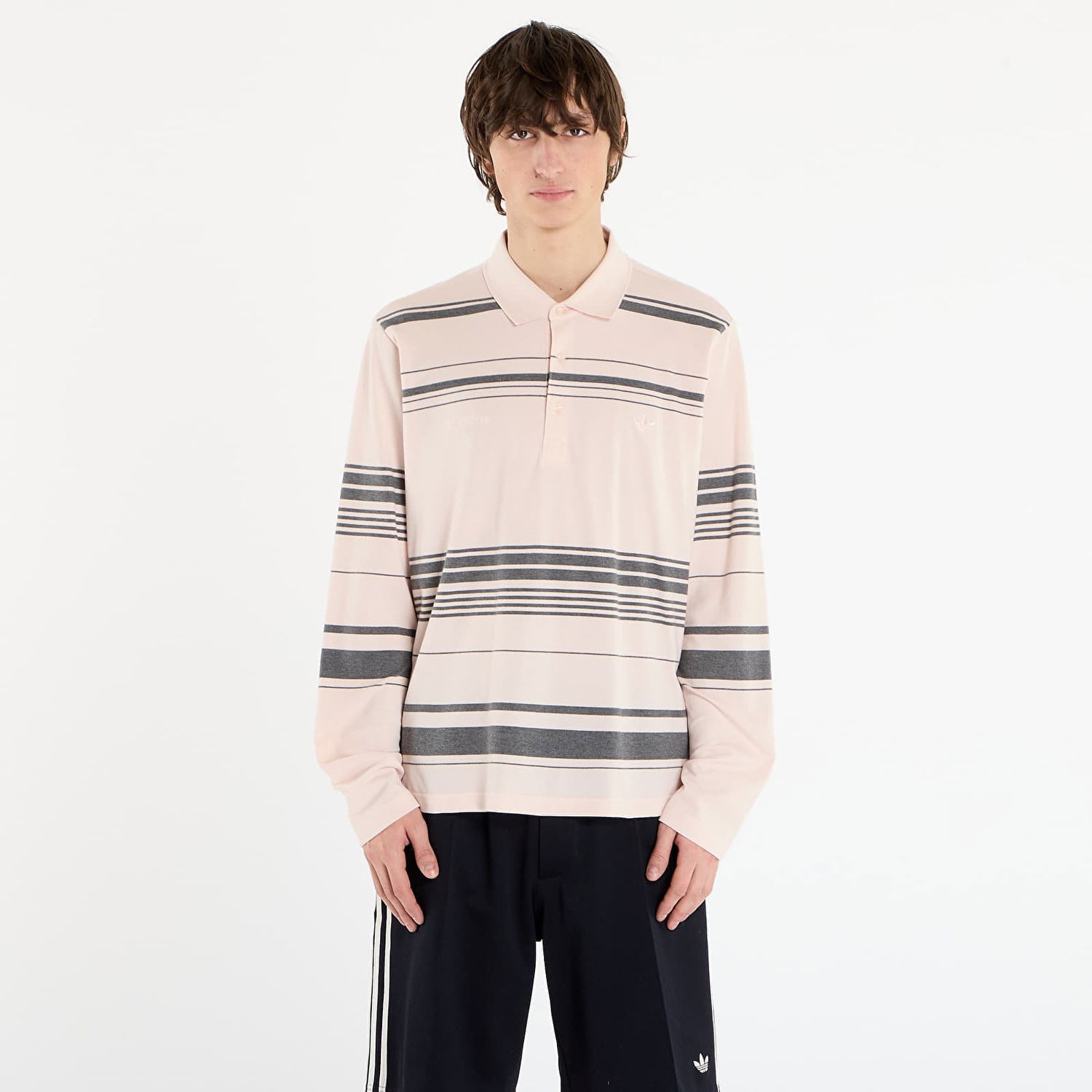 Polo tričko adidas Originals Wales Bonner Long-Sleeve Striped Polo Shirt Ružová | KB2298, 0