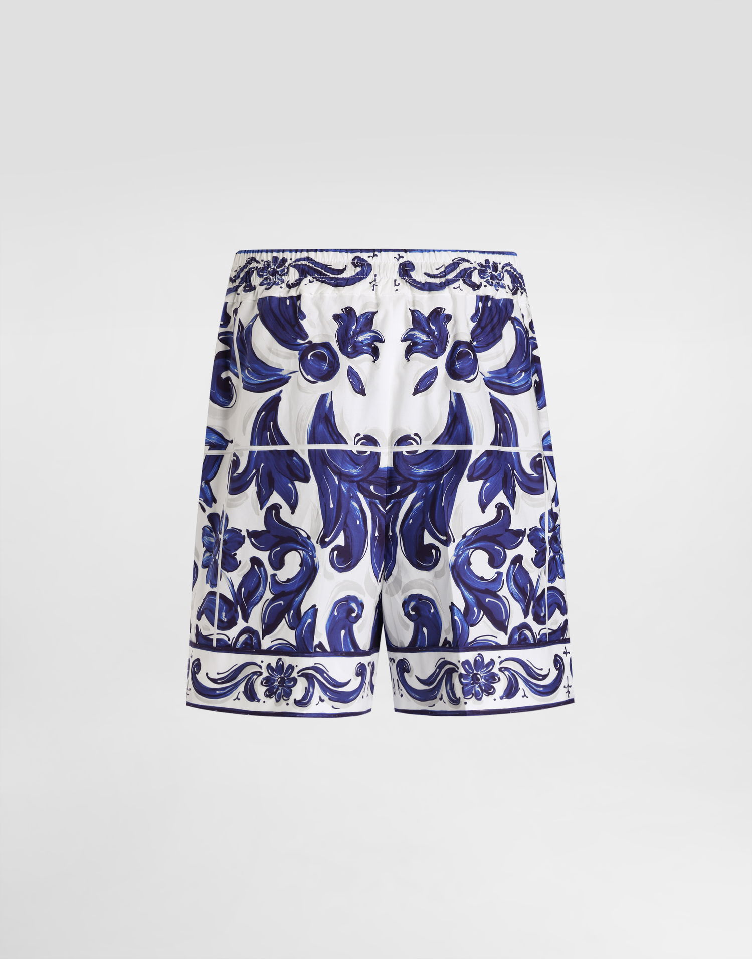 Šortky Dolce & Gabbana Dolce & Gabbana Majolica-Print Poplin Shorts Modrá | I3J37WFI5JPHB5DQ, 1