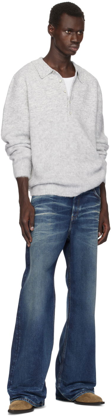 Sveter Helmut Lang Helmut Lang Brushed Polo Šedá | O06HM796, 3