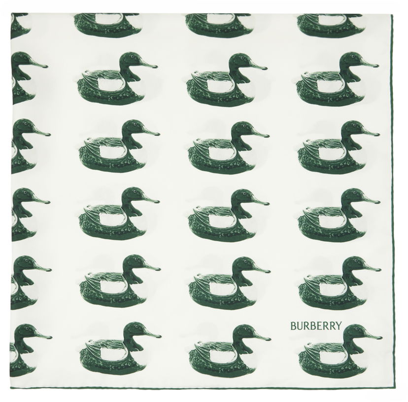 Šál Burberry Duck Print Scarf Green / White Biela | 8077653