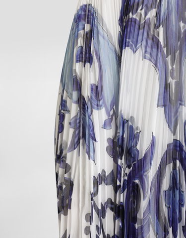 Šaty Dolce & Gabbana Dolce & Gabbana Majolica-Print Pleated Chiffon Dress Modrá | I6KH6WFSSK7HX3TN, 3