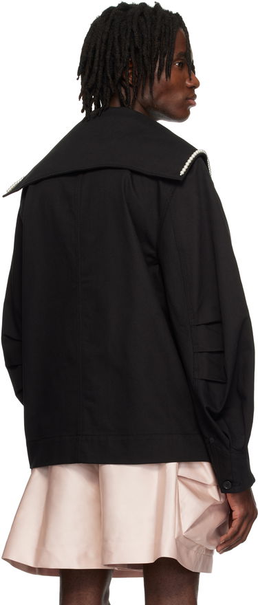 Bunda Simone Rocha Simone Rocha Beaded Sailor Collar Workwear Jacket Čierna | 6120B 1074, 2