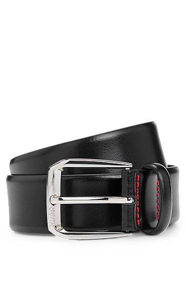 Opasok BOSS Italian-leather belt with branded buckle Čierna | 50522498