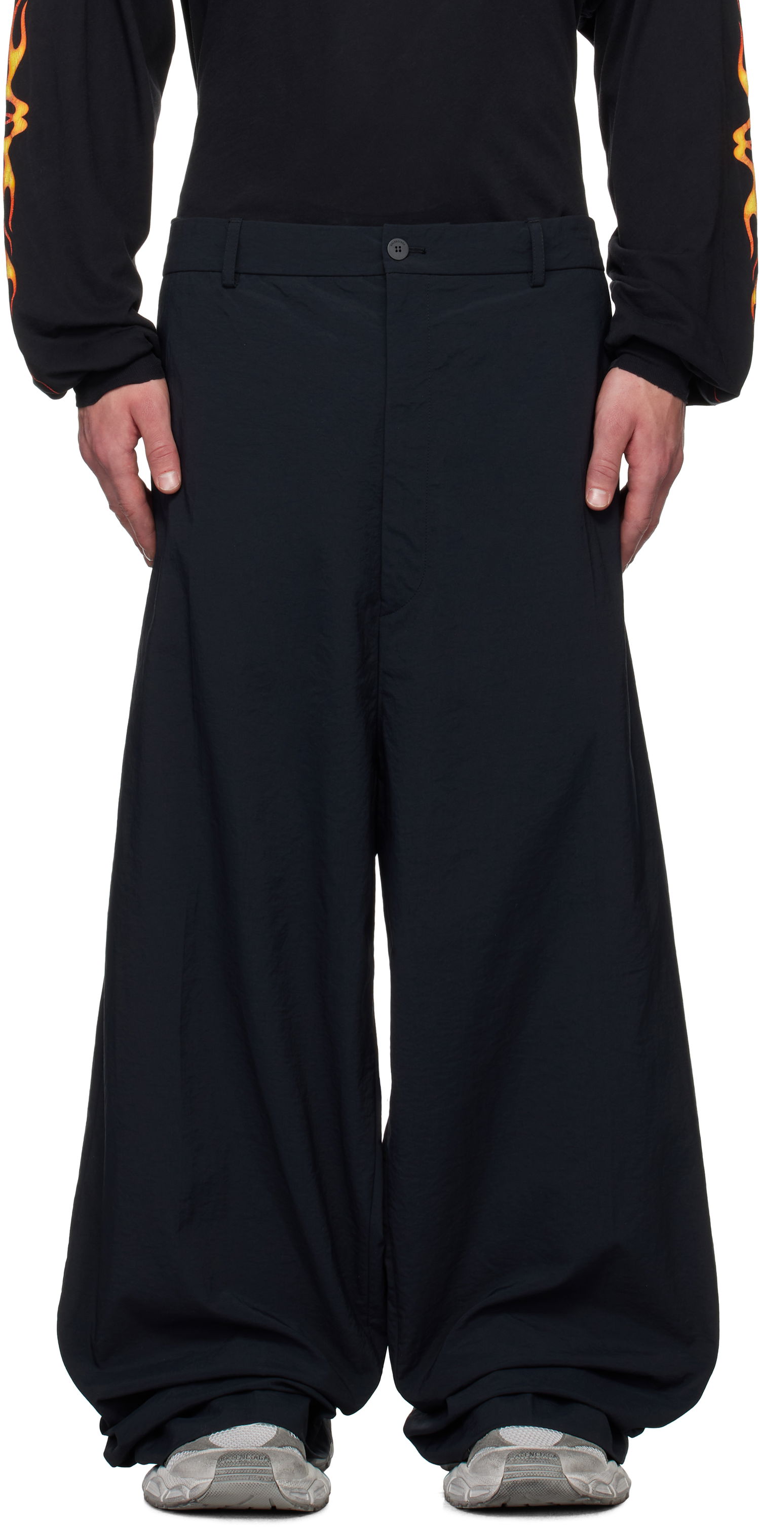 Nohavice Balenciaga Large Fit Trousers Čierna | 794738TQO101000, 0