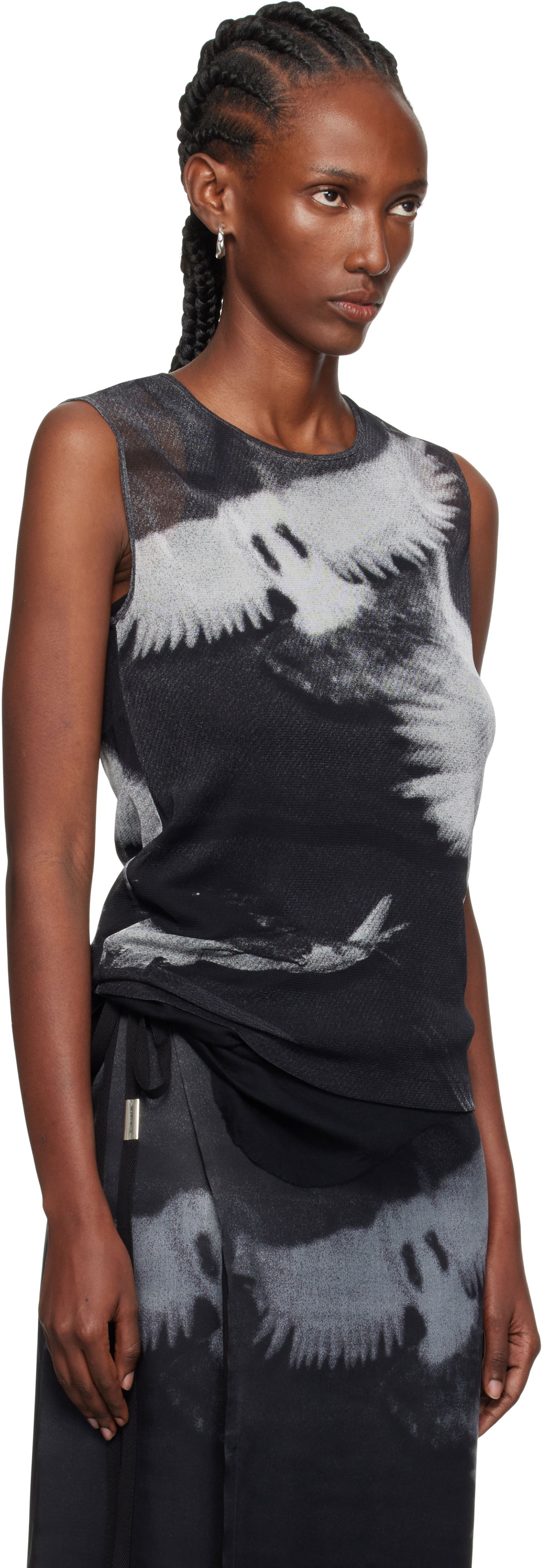 Tielko Ann Demeulemeester Ann Demeulemeester Doves Printed Tulle Tank Top Čierna | 2520-W-JTO05-FA657-D0097, 1