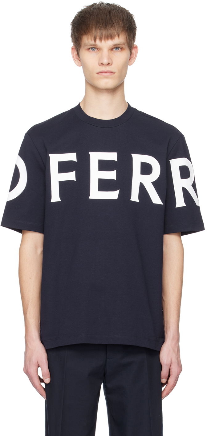 Tričko FERRAGAMO Printed T-Shirt Navy | 771855, 0