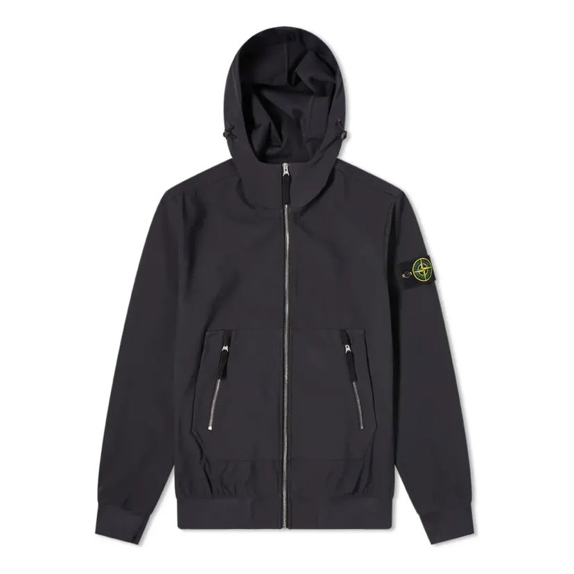 Bunda Stone Island Soft Shell-R Hooded Jacket Čierna | 741540727-V0020
