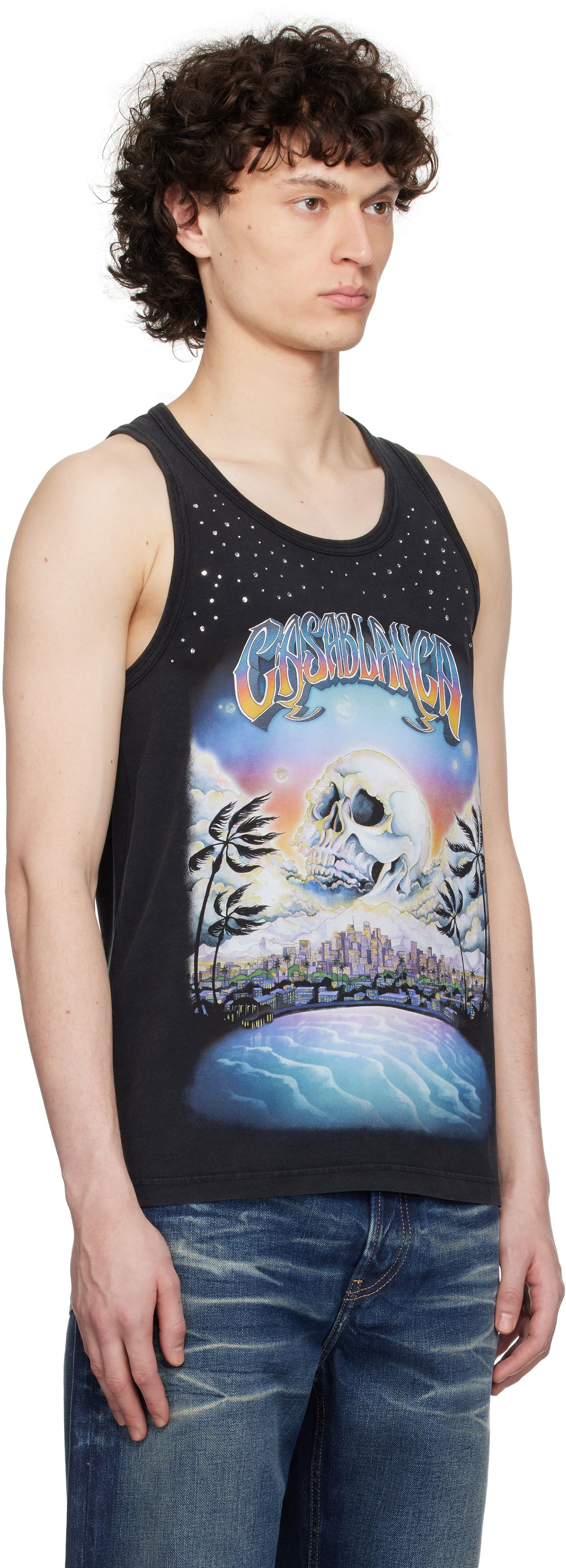 Tielko Casablanca Casablanca 'La Prémonition' Crystal Embellished Tank Top Čierna | U-MS25-JTS-036-01, 1