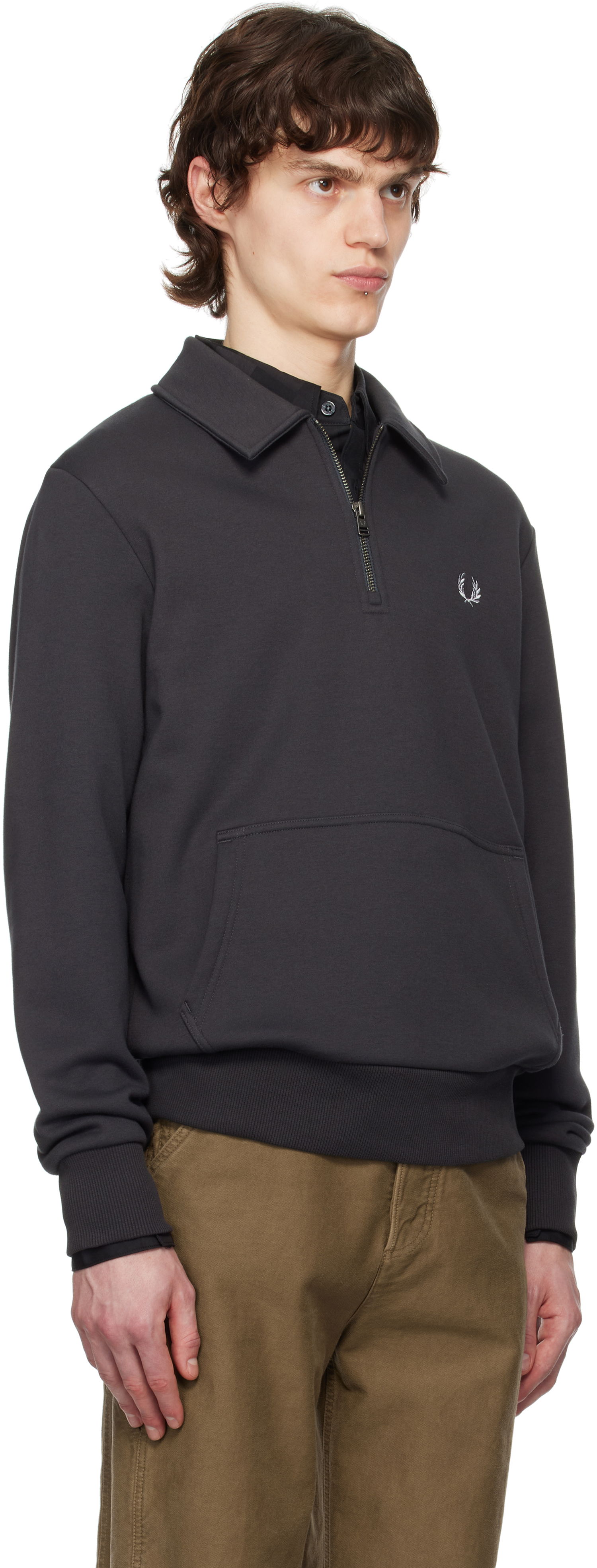 Mikina Fred Perry Fred Perry Half-Zip Fleece Sweatshirt Šedá | M8637, 1