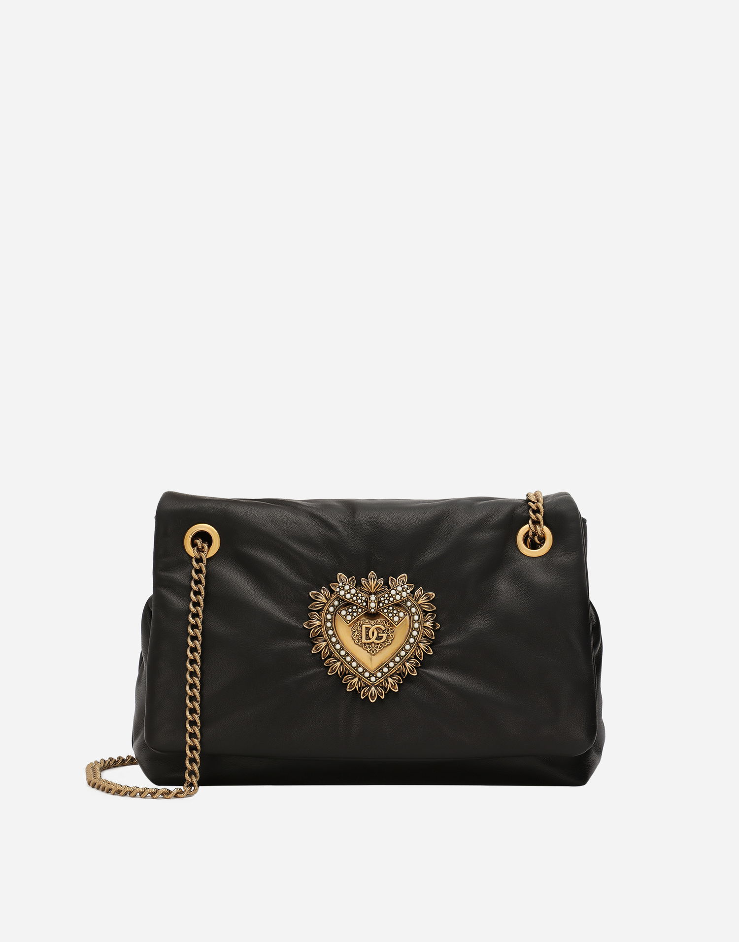 Taška cez rameno Dolce & Gabbana Medium Devotion Soft Leather Shoulder & Crossbody Bag Čierna | BB7541AF98480999, 0