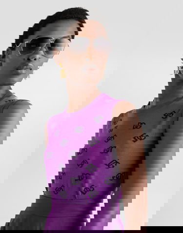 Tielko Dolce & Gabbana Wool And Silk DG Logo Knit Tank Top Fialová | FXT04TJGMB2F1540, 1