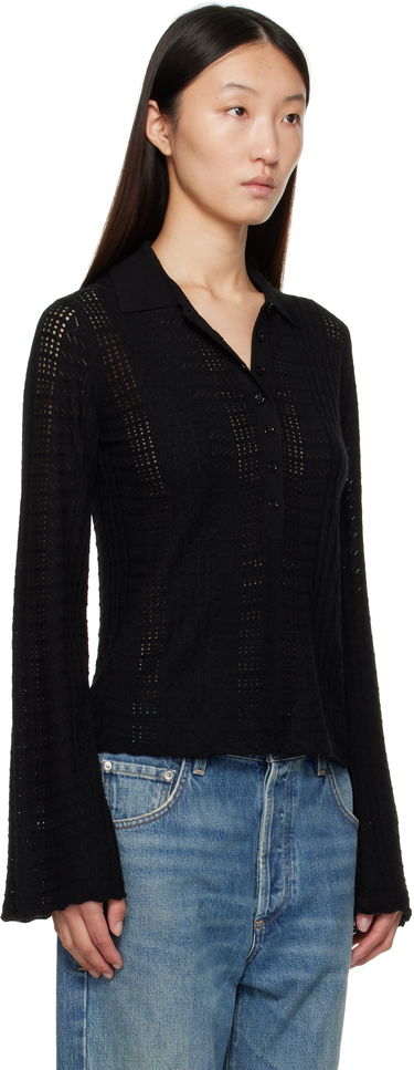 Polo tričko Loulou de Saison Loulou de Saison Tiha Knit Polo Čierna | TIHA, 1
