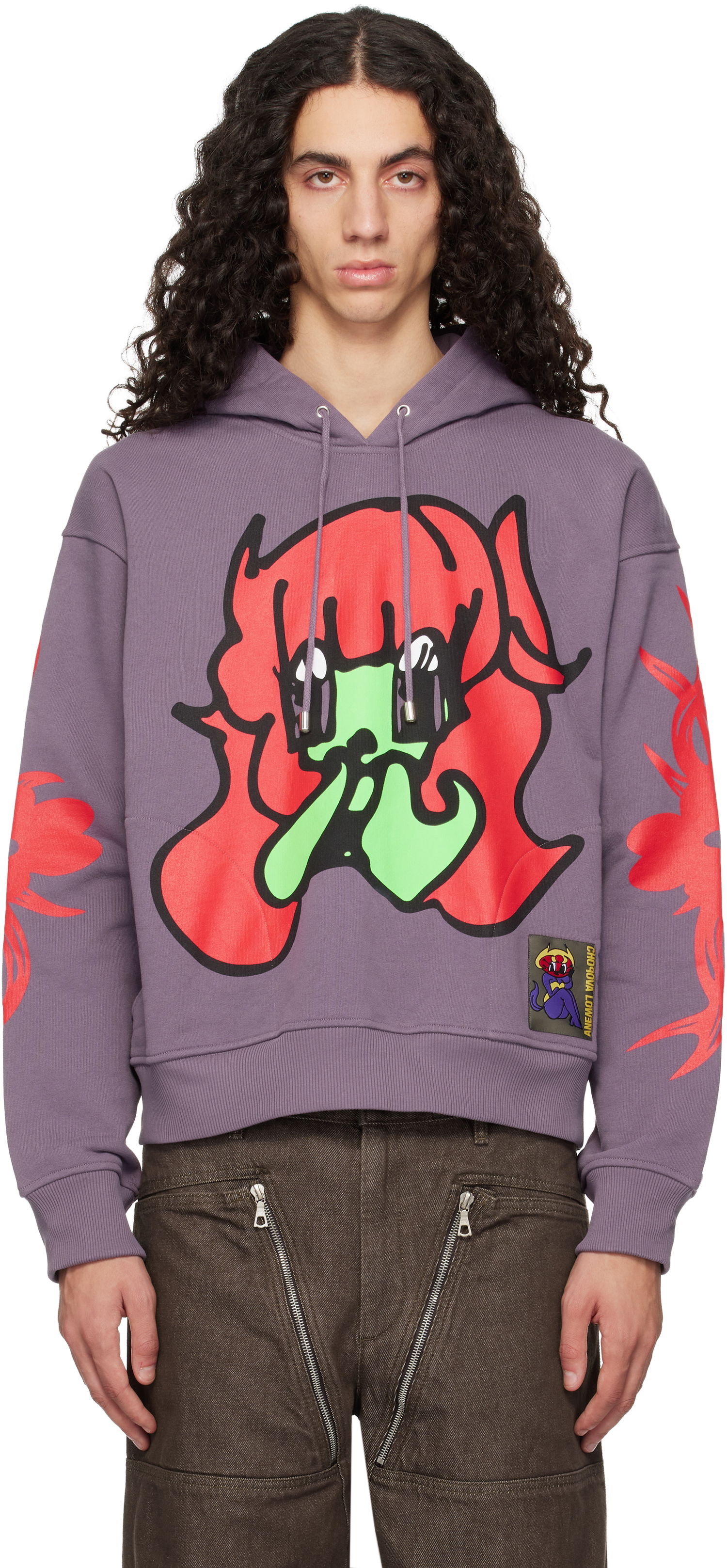 Mikina Chopova Lowena Bashful Graphic Pullover Hoodie with Sleeve Print Fialová | 5269, 0
