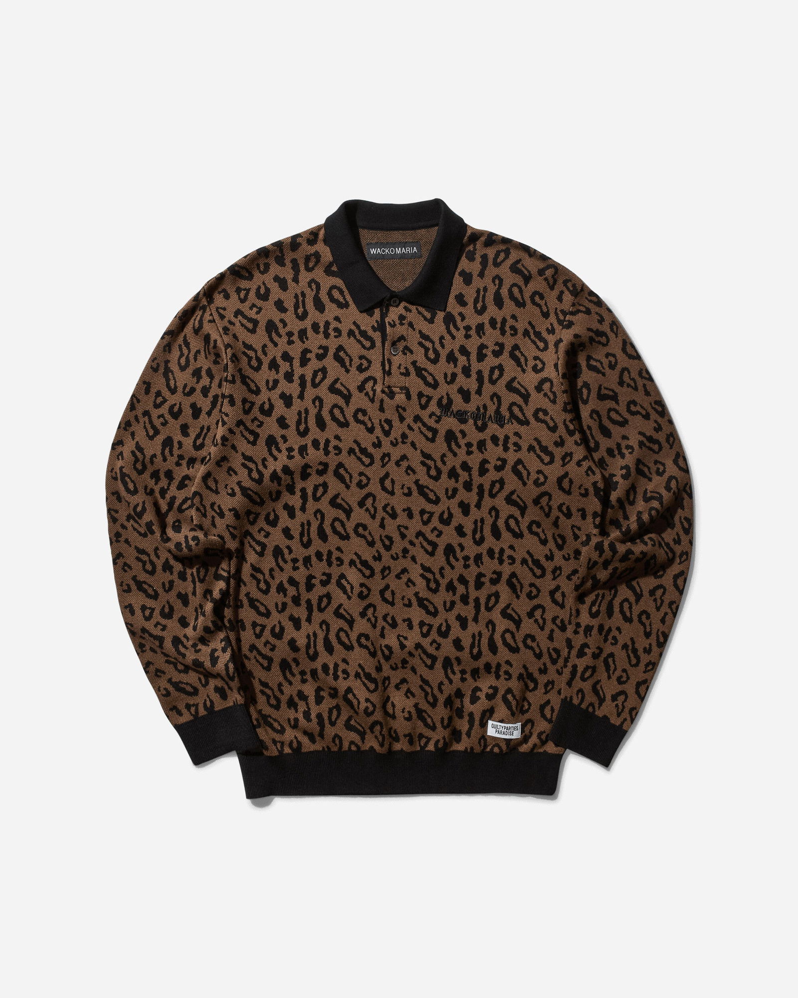 Leopard Knit Polo Sweater