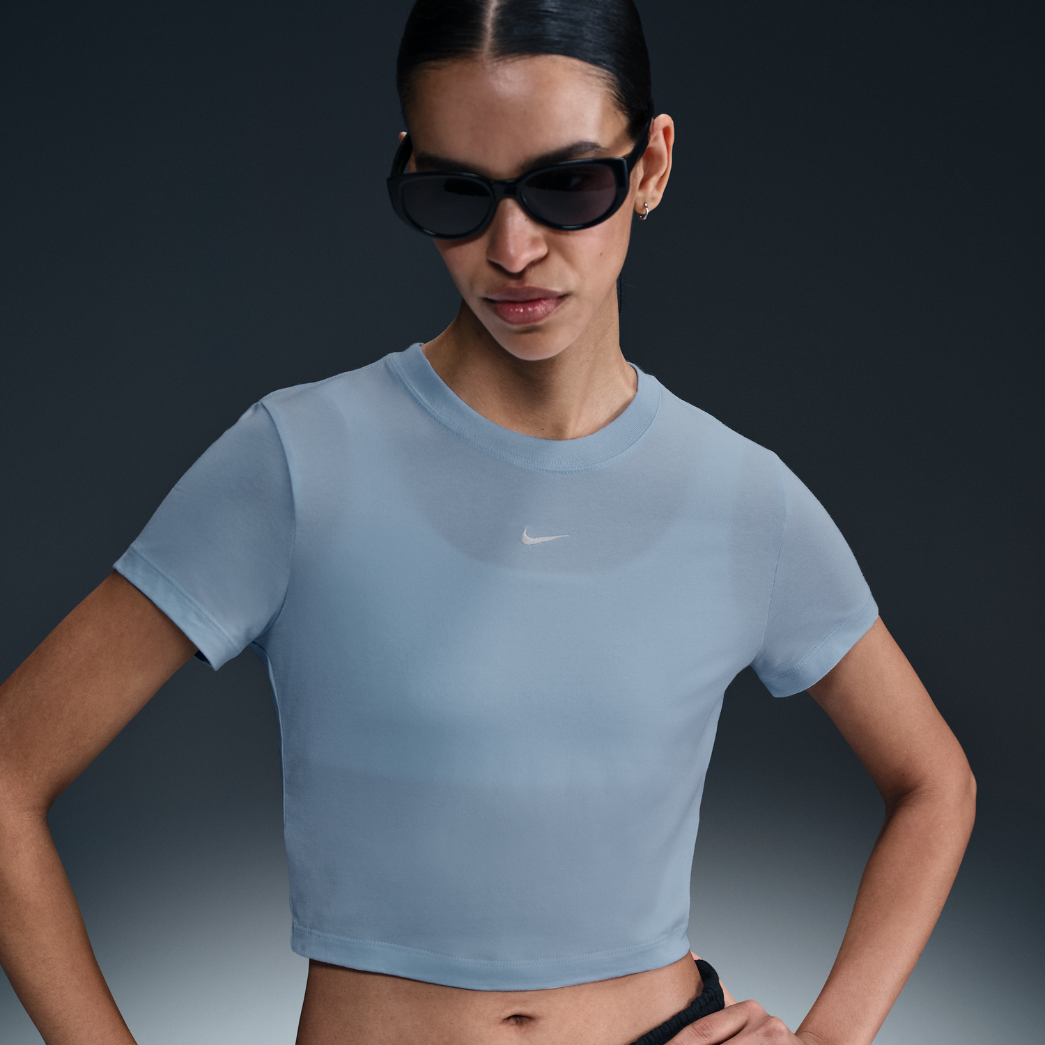Crop Top Nike Sportswear Chill Knit Cropped T-Shirt Modrá | HF9538-423, 0