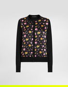 Small Rose Bouquets-print Satin Cardigan