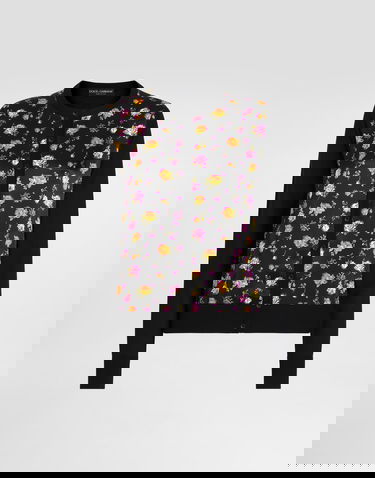 Sveter Dolce & Gabbana Small Rose Bouquets-print Satin Cardigan Rôznofarebný | FXV10TJBSOPHN5XR, 0