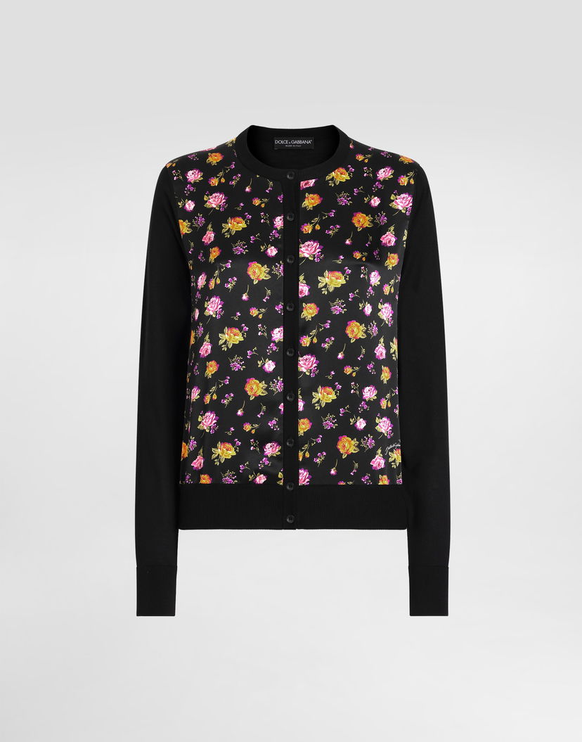 Sveter Dolce & Gabbana Small Rose Bouquets-print Satin Cardigan Rôznofarebný | FXV10TJBSOPHN5XR