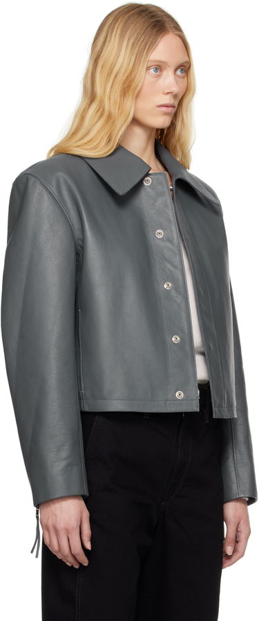 Bunda LEMAIRE Lemaire Boxy Cropped Leather Jacket Šedá | OW1133 LL0099, 1