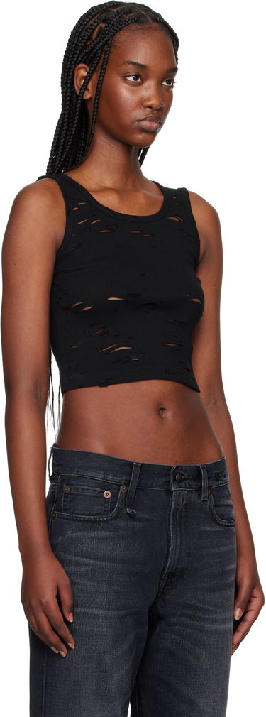 Tielko R13 R13 Distressed Cropped Tank Top Čierna | R13WK080-K001A, 4