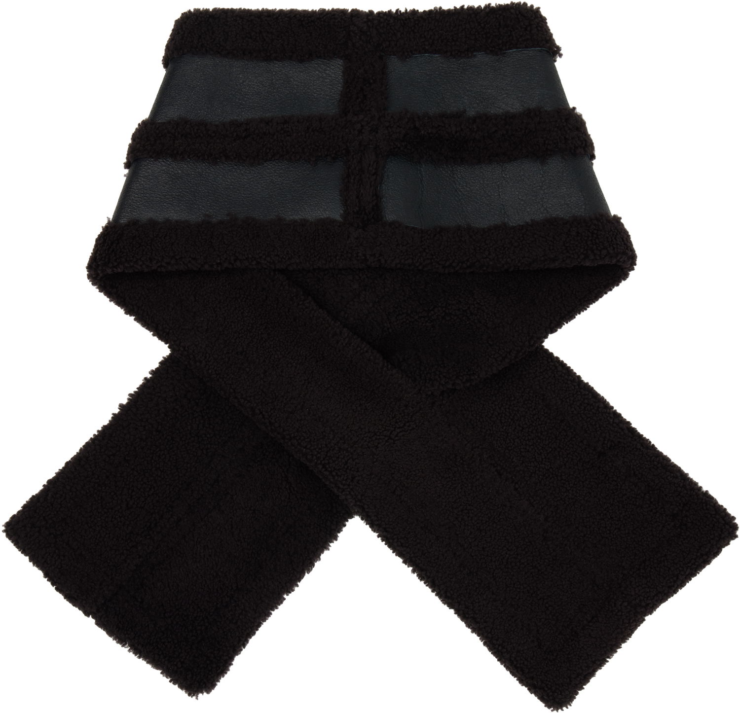 Šál OUR LEGACY Our Legacy Blizzard Faux Leather and Shearling Scarf Čierna | A4258BDA, 1
