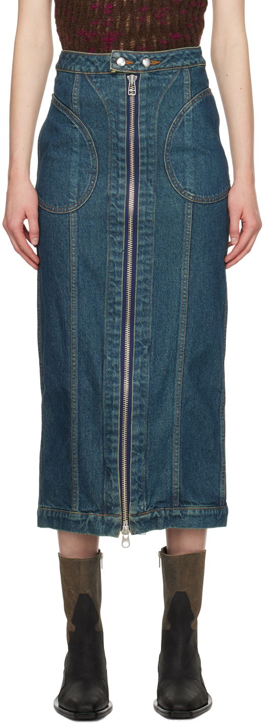 Sukňa Eckhaus Latta Zip Denim Midi Skirt Navy | 9013-EL-PS24-NB -, 0