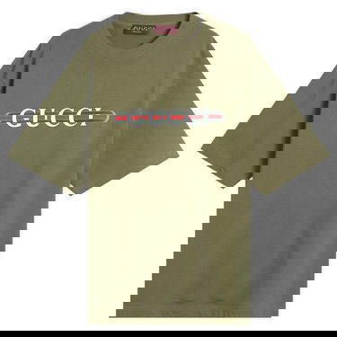 Tričko Gucci Gucci Interlocking Logo Heavy Cotton T-Shirt, Size Large Zelené | 798115-XJHDG-3450, 1
