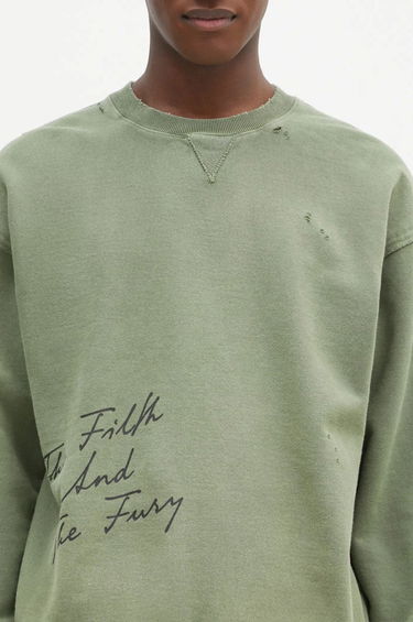 Mikina Neighborhood NEIGHBORHOOD Crewneck Sweatshirt with Distressing and Graphic Print Zelené | 242OKNH.CSM01, 3