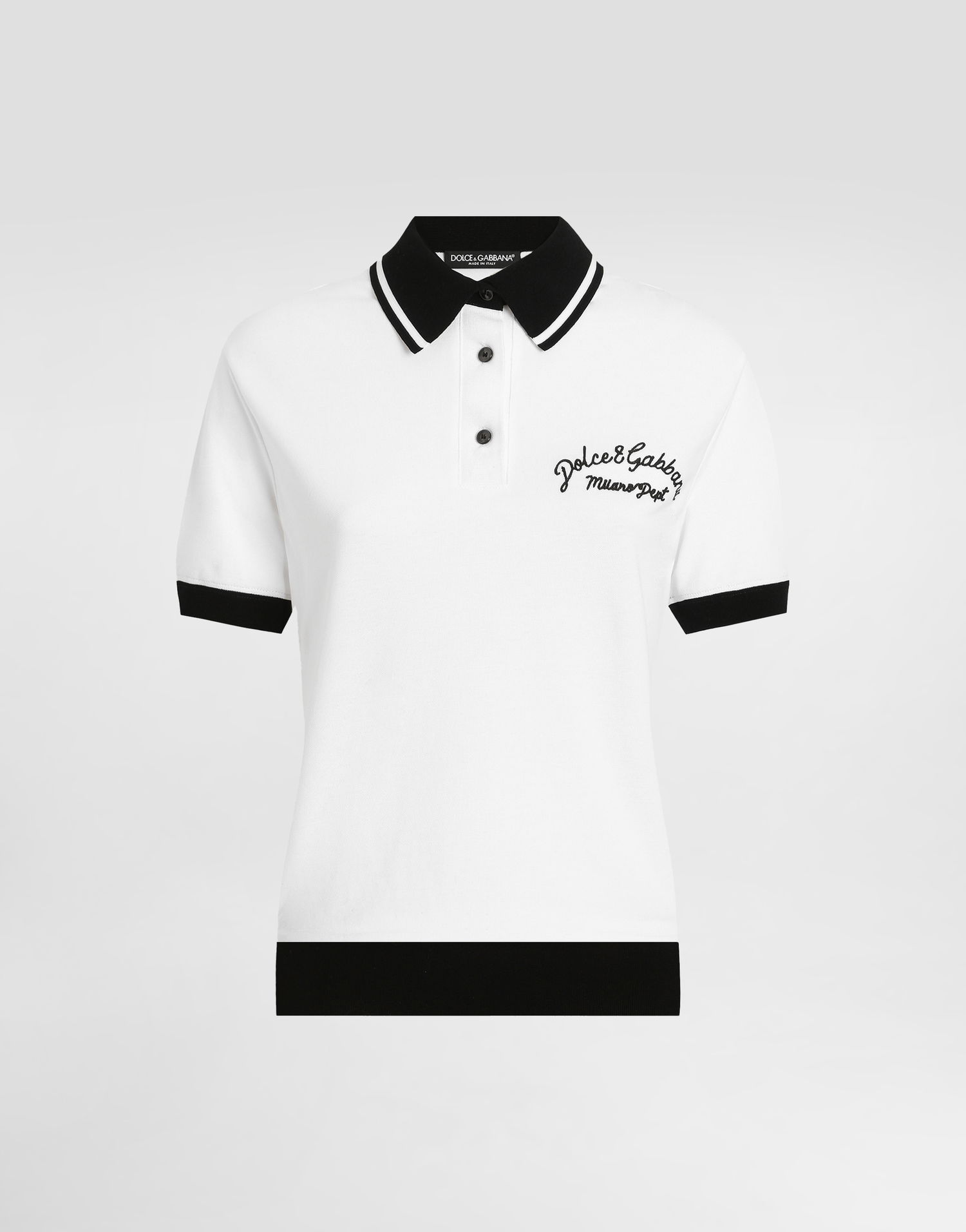 Polo tričko Dolce & Gabbana Dolce & Gabbana Short Sleeve Cotton Piqué Polo Shirt with Logo Embroidery Biela | F8V33ZGDCYFW0800, 0