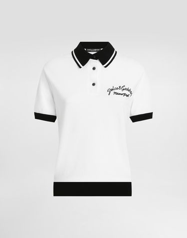 Polo tričko Dolce & Gabbana Dolce & Gabbana Short Sleeve Cotton Piqué Polo Shirt with Logo Embroidery Biela | F8V33ZGDCYFW0800, 0