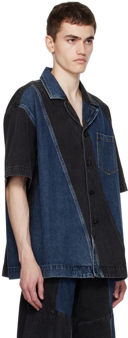 Košeľa Feng Chen Wang Feng Chen Wang Paneled Denim Shirt Modrá | FUF16SR02, 1