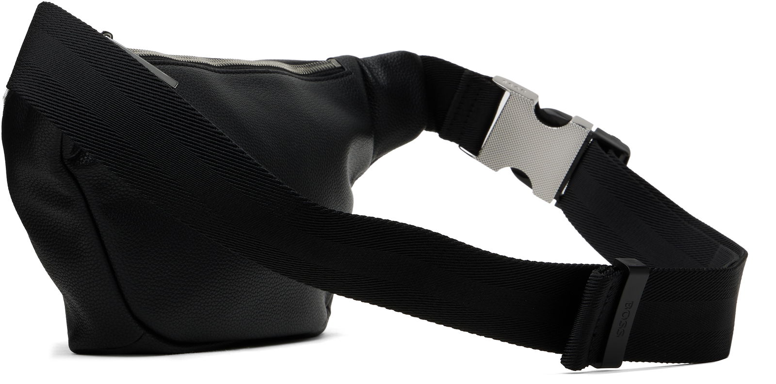 Black Grained Faux-Leather Pouch