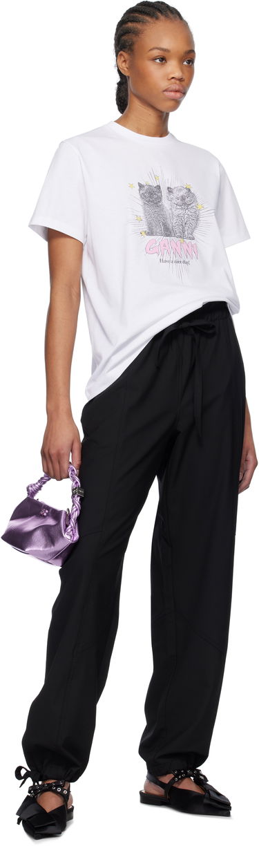 Tričko GANNI GANNI Basic Jersey Kittens Relaxed T-shirt Biela | T4060, 3