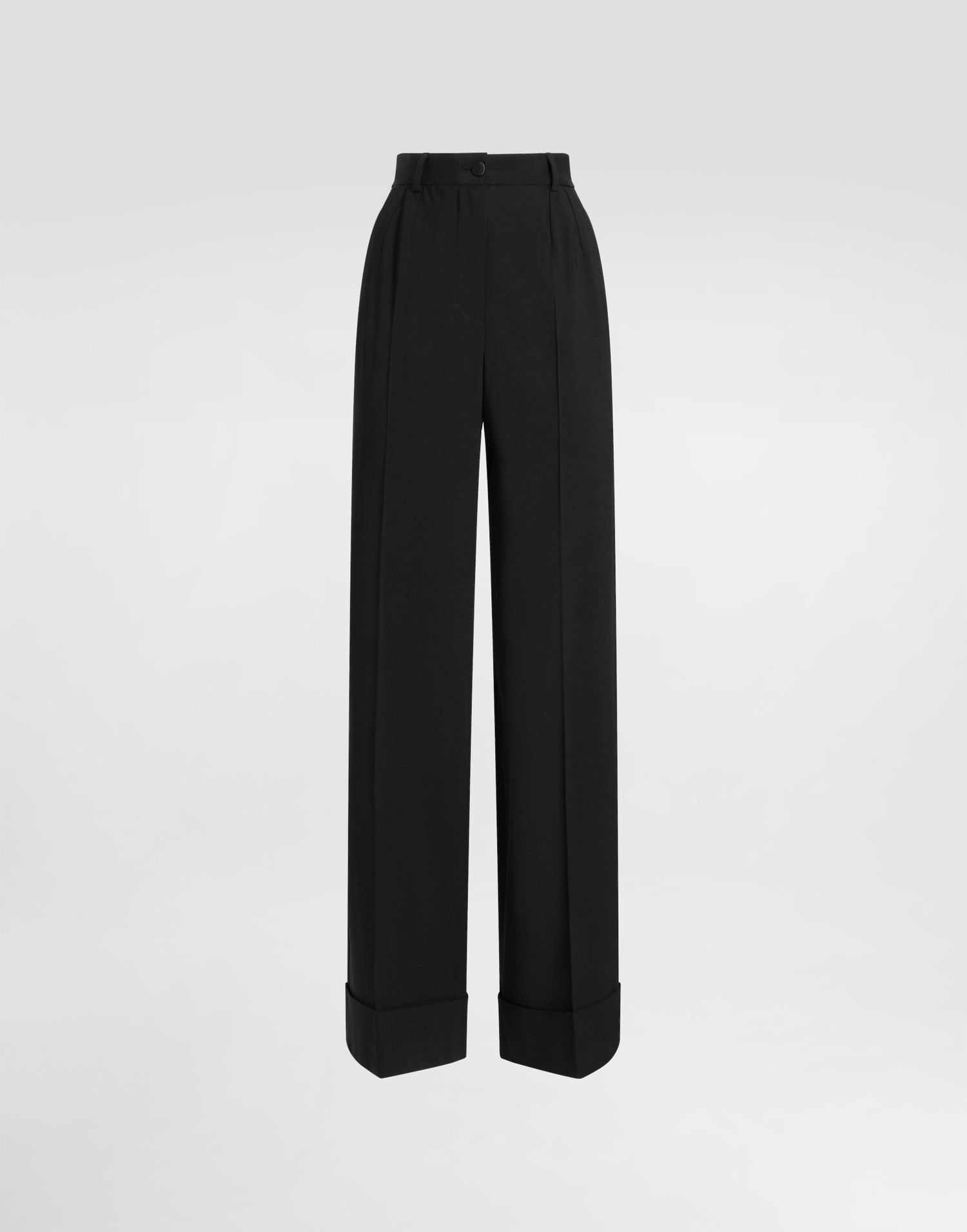 Nohavice Dolce & Gabbana Dolce & Gabbana Bi-Stretch Wool Cuffed Trousers Čierna | FTBM0TGDC7QN0000, 0