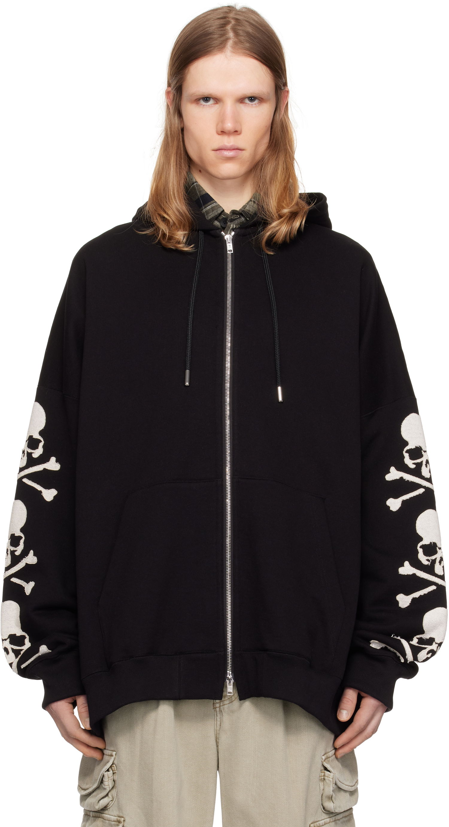 Mikina Mastermind WORLD Mastermind World Oversized Skull Crossbones Zip Hoodie Čierna | MW25S14-SW026-015, 0