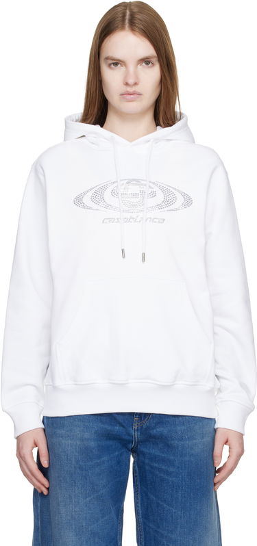 Mikina Casablanca Crystal Warped Logo Hoodie Biela | W-SP26-JTP-362-01, 0