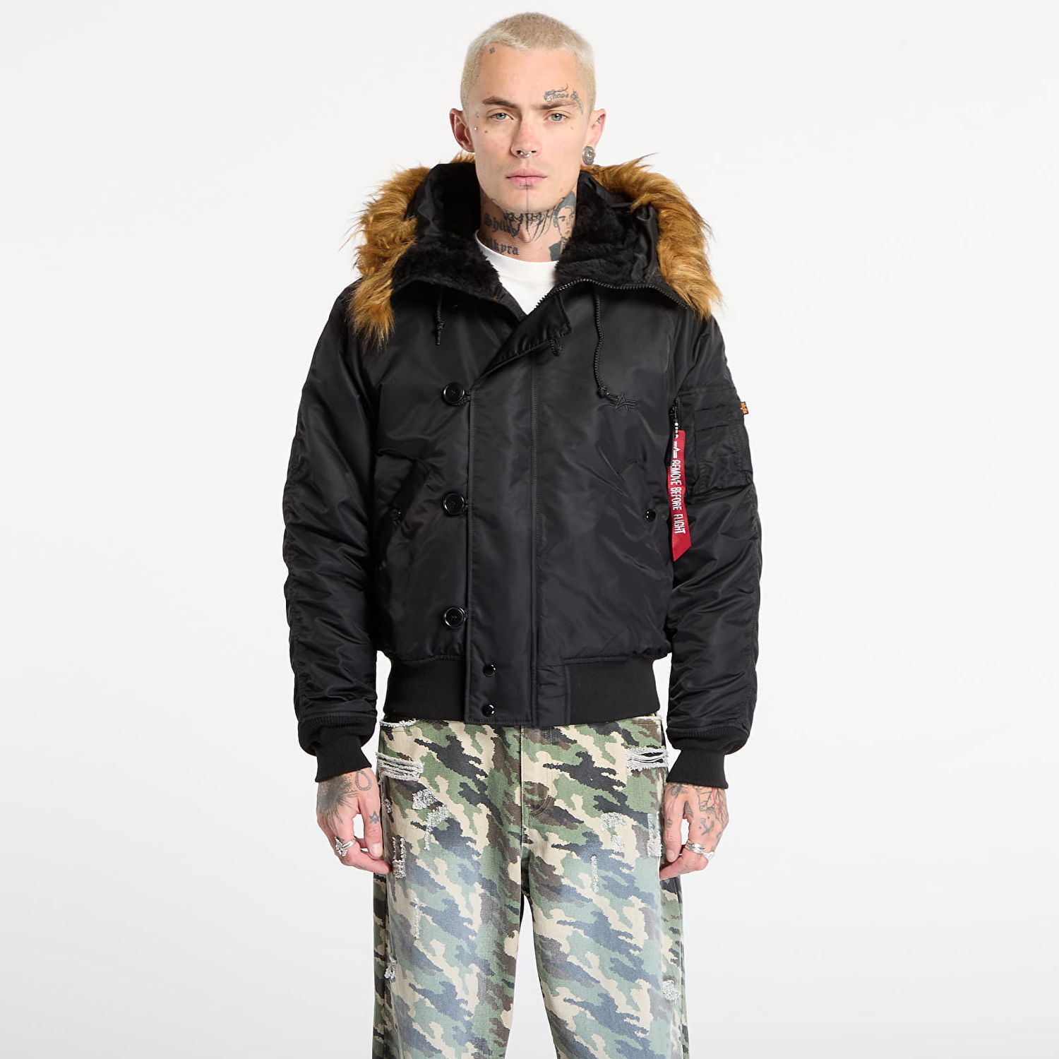 Bomber bunda Alpha Industries Heritage Faux Fur Hooded Bomber Jacket XXL Čierna | 100105-03, 0
