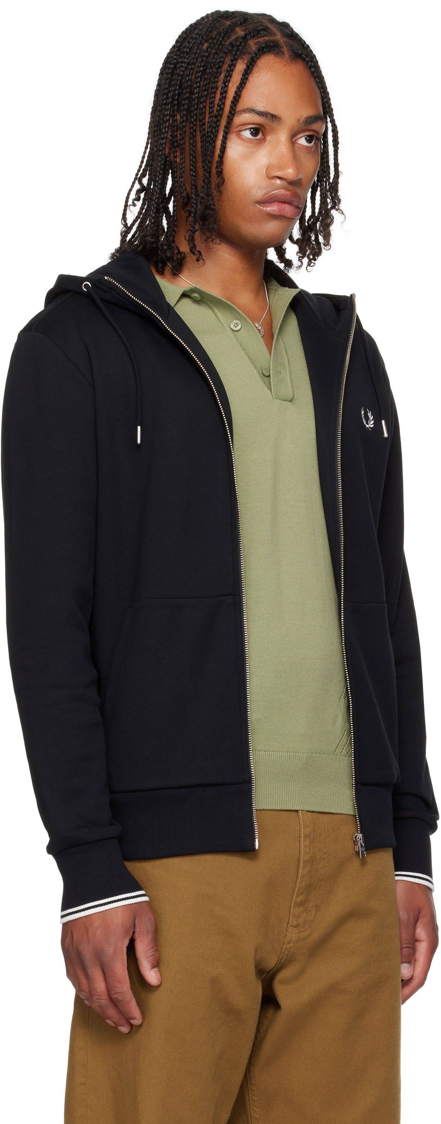 Mikina Fred Perry Zip Through Hoodie Čierna | J7536, 1