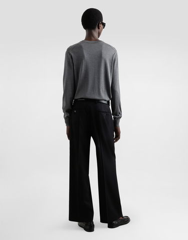 Sveter Dolce & Gabbana Dolce & Gabbana Silk Round-Neck Sweater with DG Embroidery Šedá | GXX02ZJBSK3N0093, 2