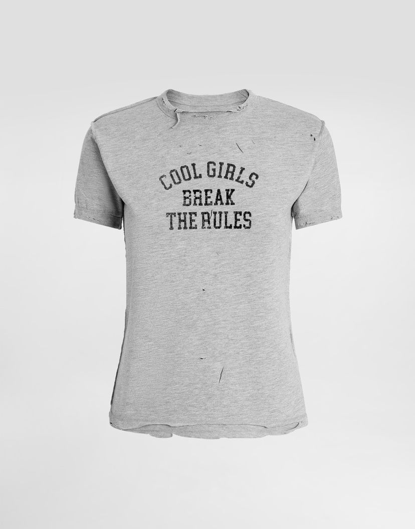 Tričko Dolce & Gabbana Dolce & Gabbana Jersey T-Shirt with "Cool Girls Break the Rules" Print Šedá | F8V89TGDDGHS9000